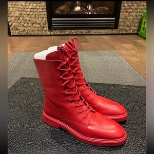 Stuart Weitzman Red Combat Boots